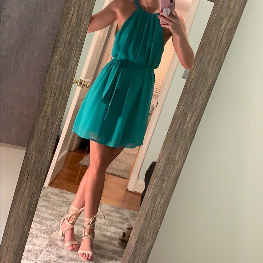 Teal halter dress